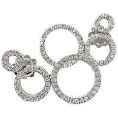 18K White Gold Diamond Multi-Circle Drop Earrings, 0.55ctw, USA