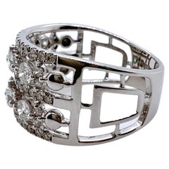 18k White Gold Diamond Multi Row Band Ring