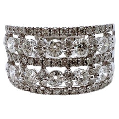18k White Gold Diamond Multi Row Band Ring