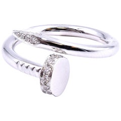 18 Karat White Gold Diamond Nail Ring