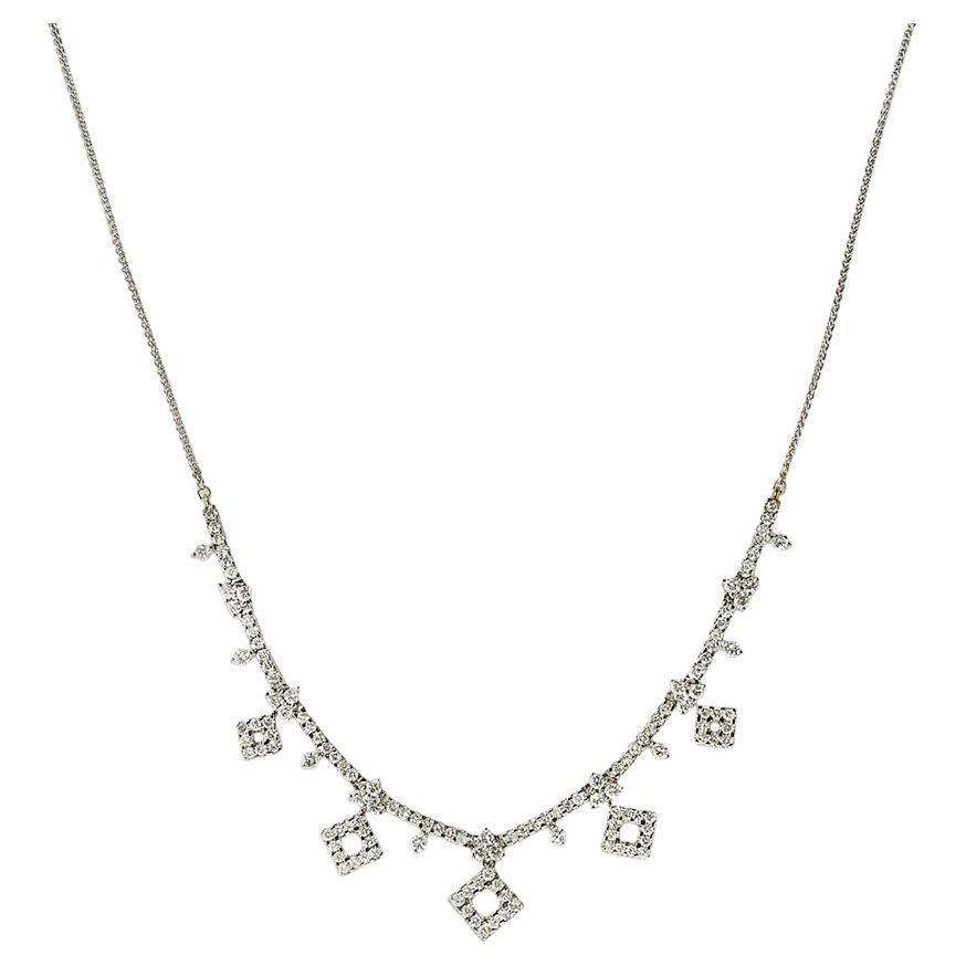 18K White Gold Diamond Necklace 1.25ct For Sale