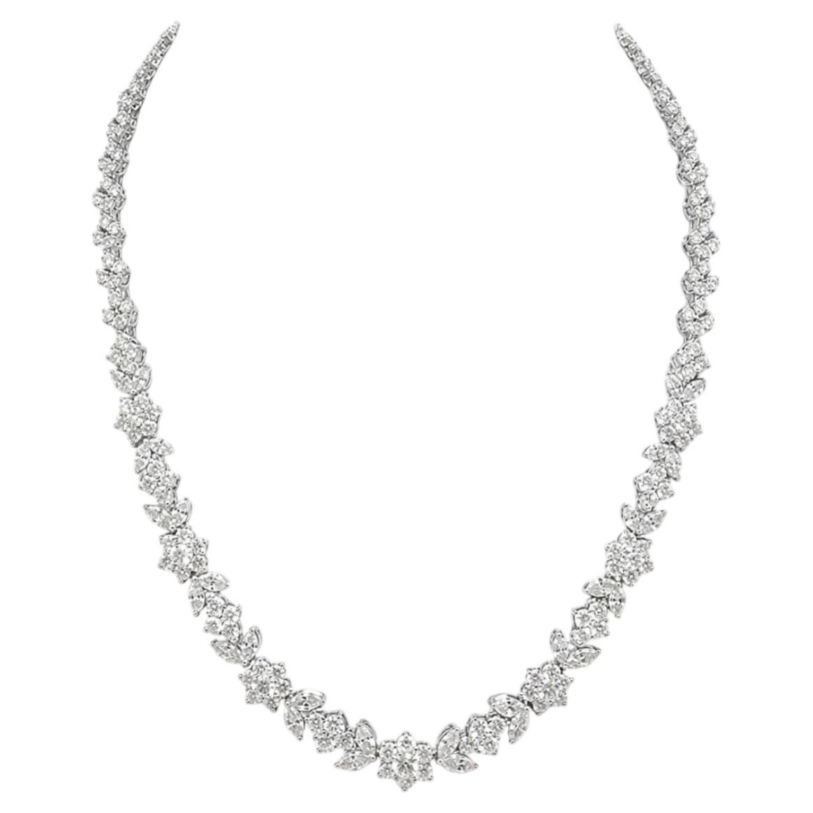 18K White Gold Diamond Necklace – 20.54ct Diamonds