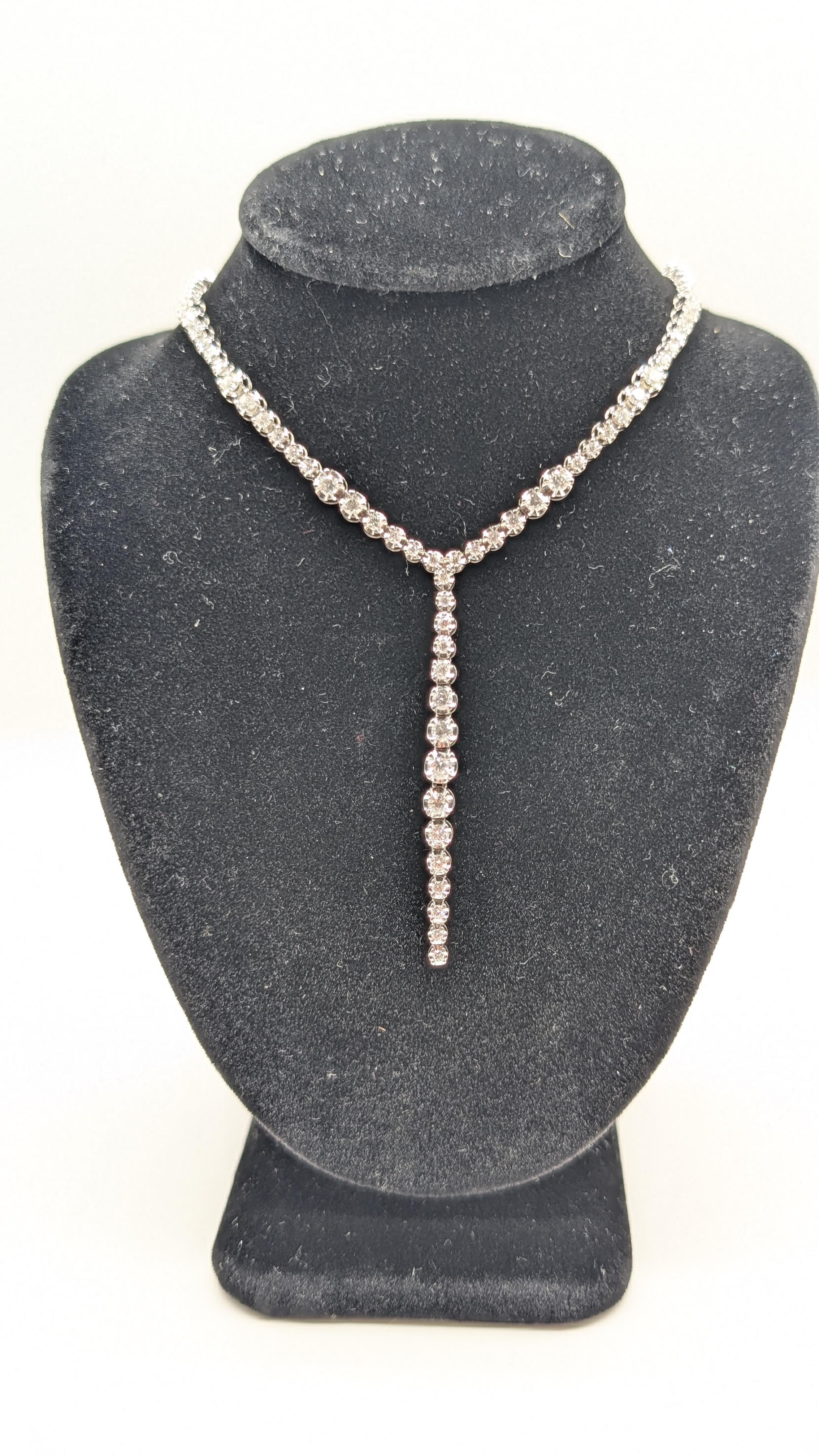 18K Weißgold Diamant-Halskette - 3,83ct natürliche Diamanten G-H VS2 im Zustand „Neu“ im Angebot in New York, US