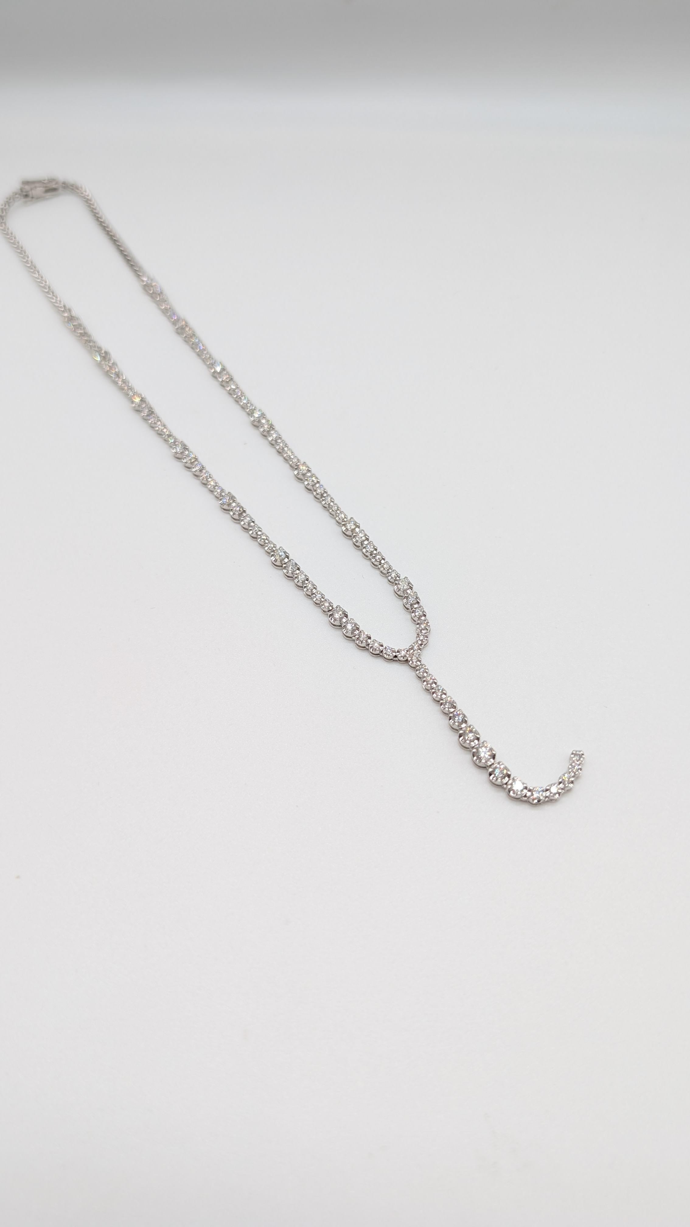 18K Weißgold Diamant-Halskette - 3,83ct natürliche Diamanten G-H VS2 Damen im Angebot