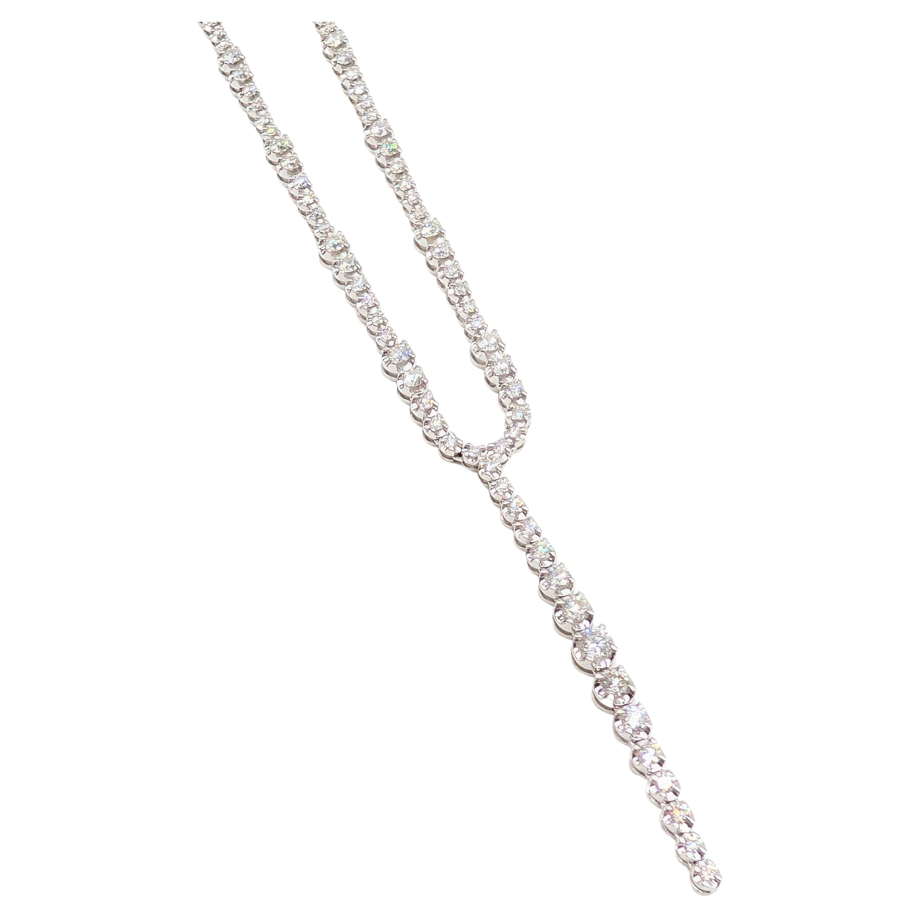 18K Weißgold Diamant-Halskette - 3,83ct natürliche Diamanten G-H VS2 im Angebot