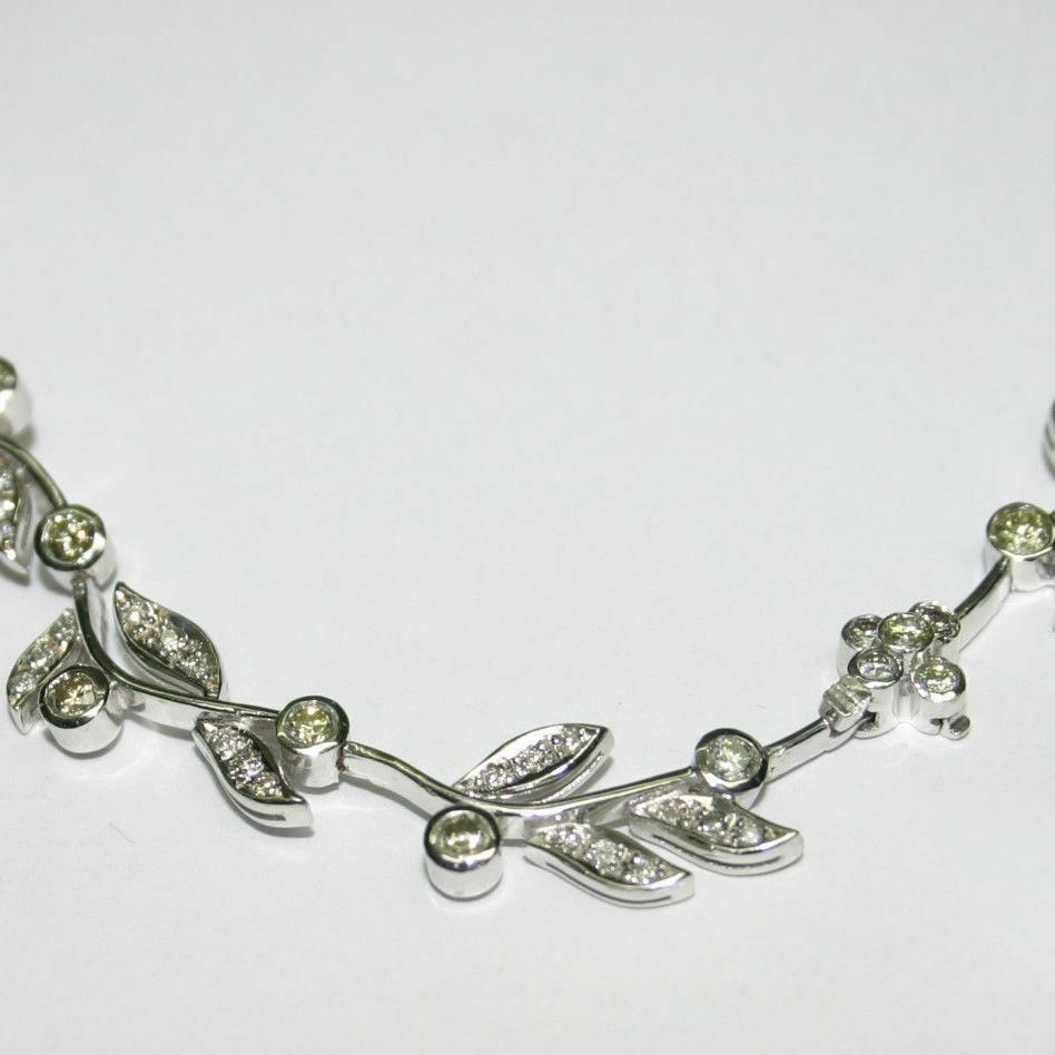 Round Cut 18K White Gold Diamond Necklace 6.50ct For Sale