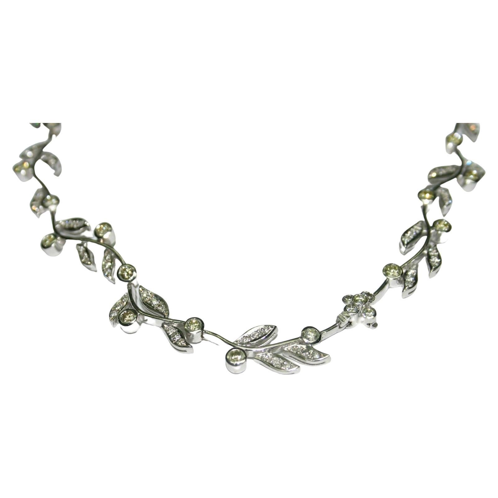 18K White Gold Diamond Necklace 6.50ct For Sale
