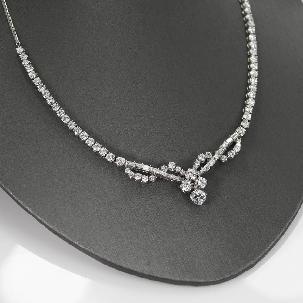 Brilliant Cut 18K White Gold Diamond Necklace, 8.81tdw, 22g For Sale