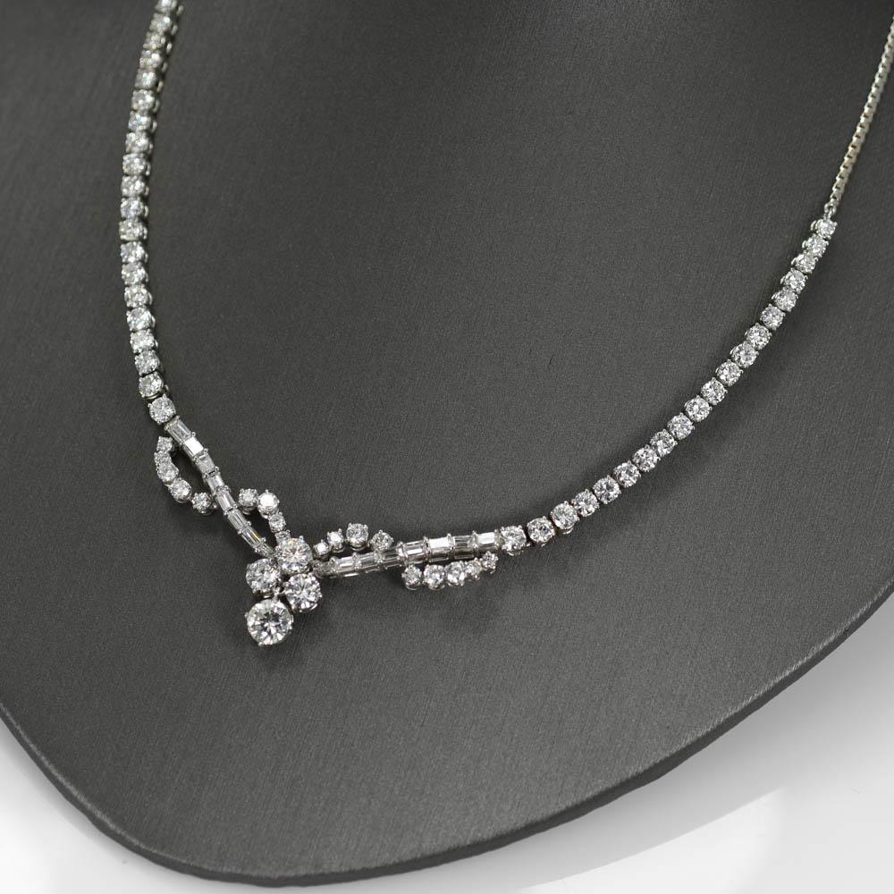 18K White Gold Diamond Necklace, 8.81tdw, 22g For Sale 2