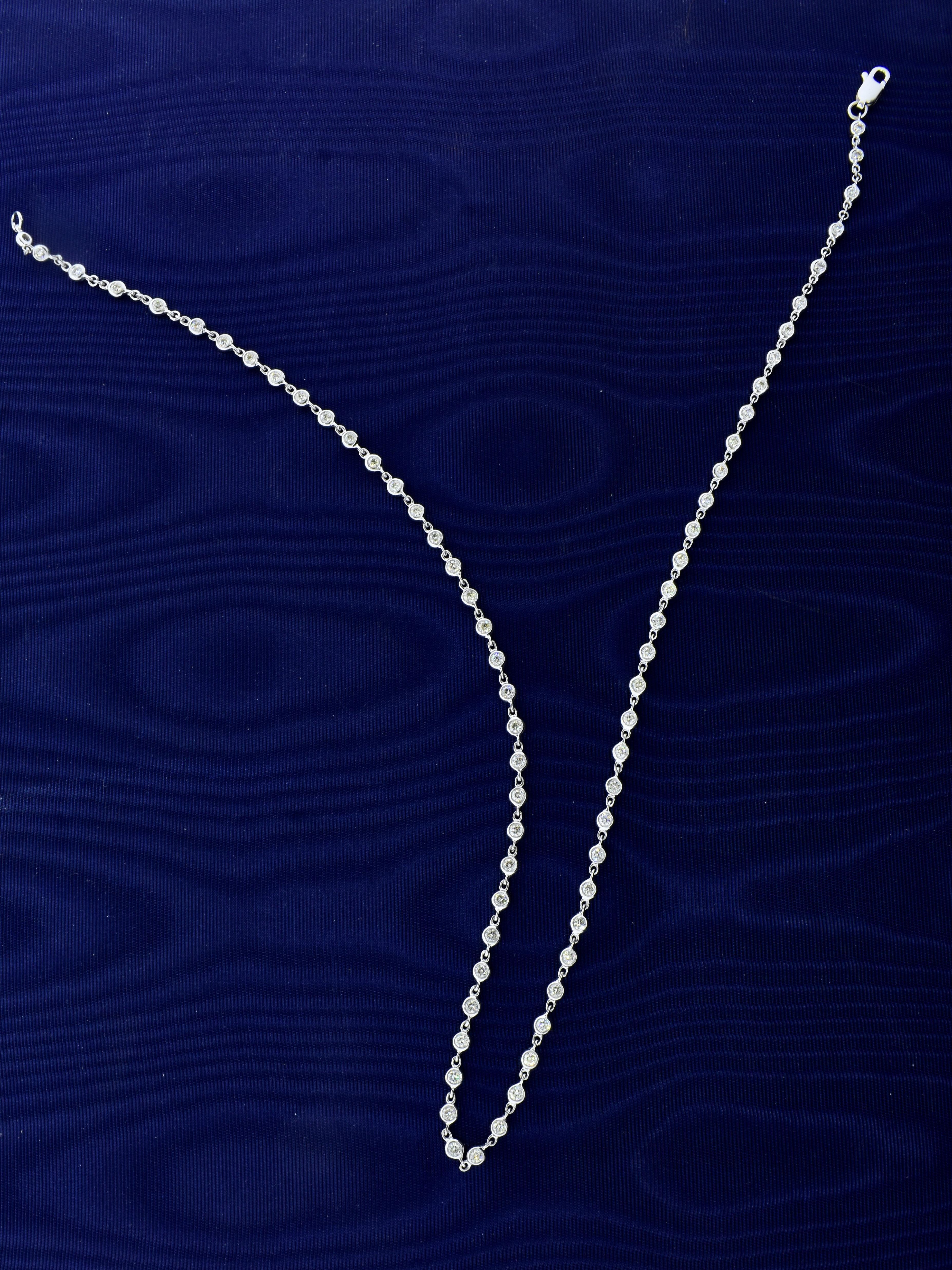 Contemporary 18K White Gold Diamond Necklace Chain with 2.02 cts. of Fine Diamonds For Sale