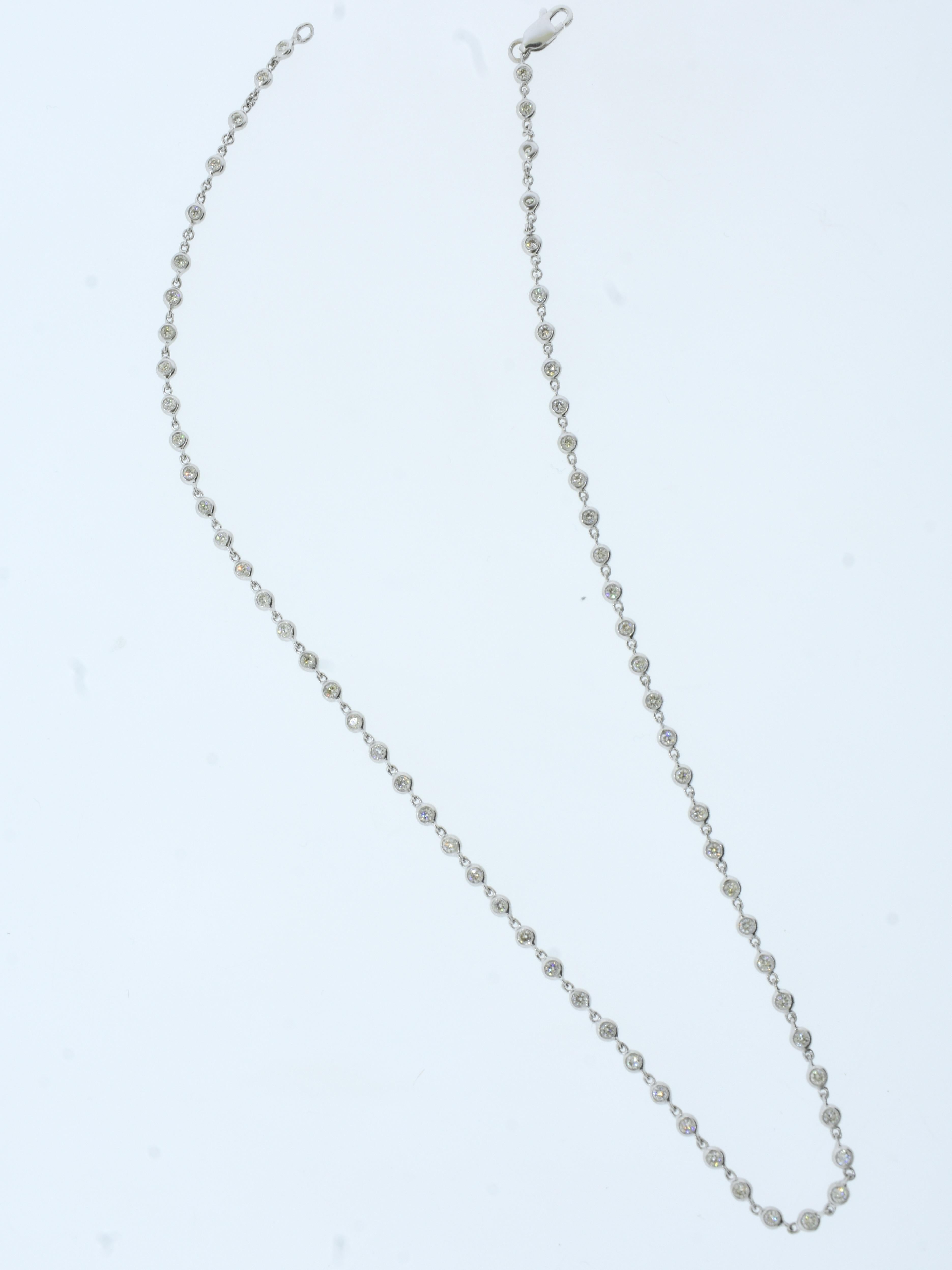 18K White Gold Diamond Necklace Chain with 2.02 cts. of Fine Diamonds In Excellent Condition For Sale In Aspen, CO