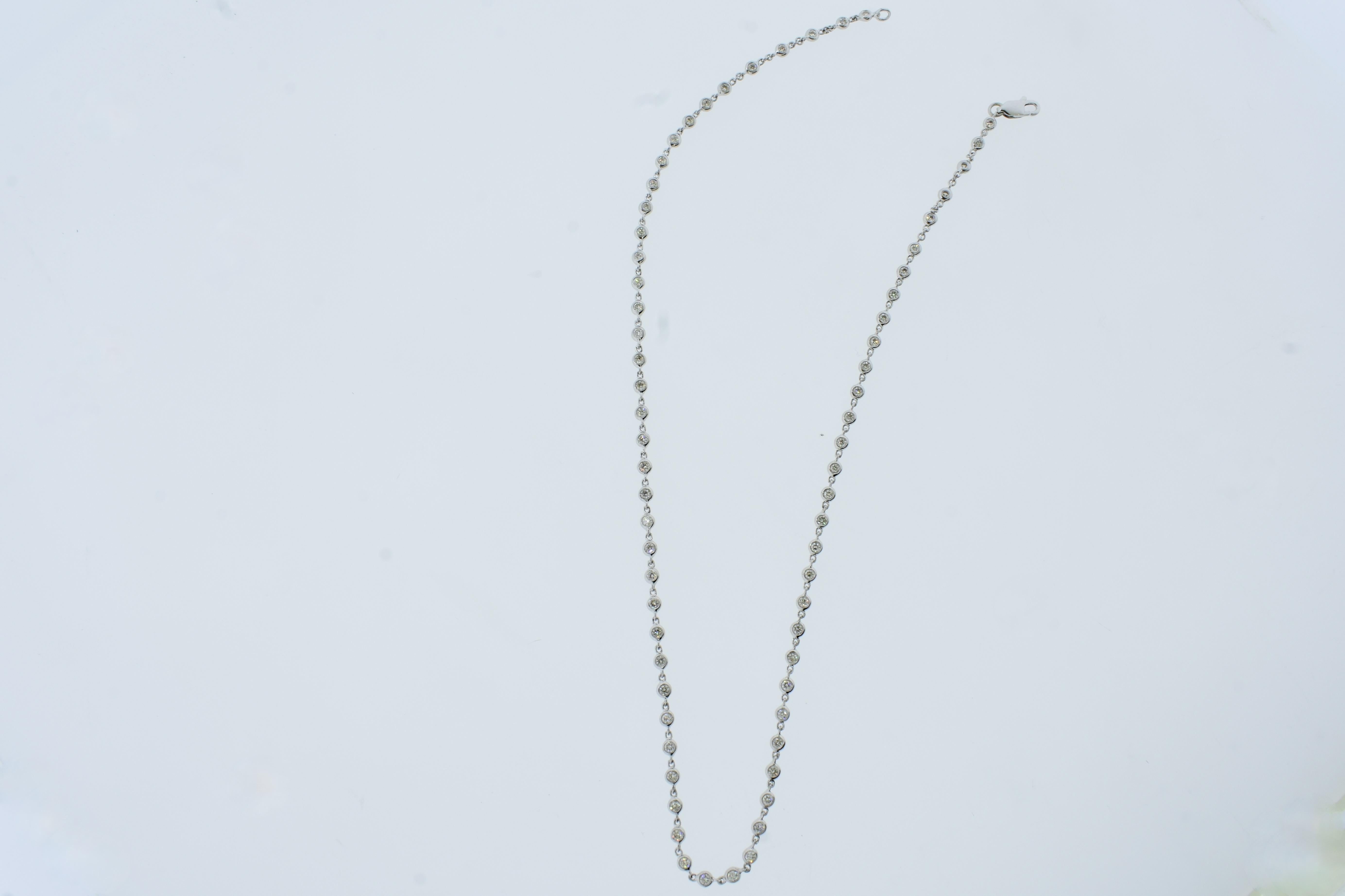 Women's or Men's 18K White Gold Diamond Necklace Chain with 2.02 cts. of Fine Diamonds For Sale