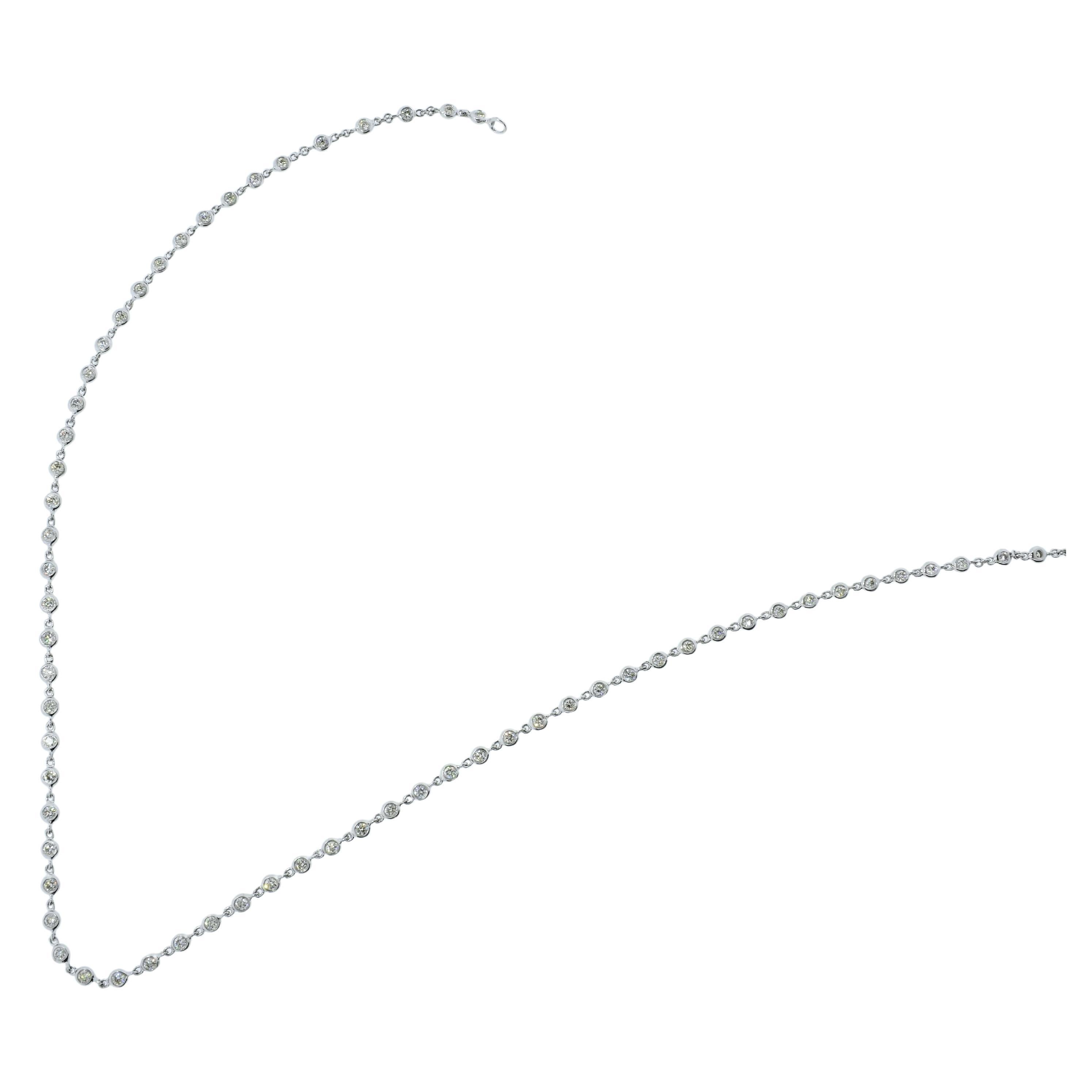 18K White Gold Diamond Necklace Chain with 2.02 cts. of Fine Diamonds