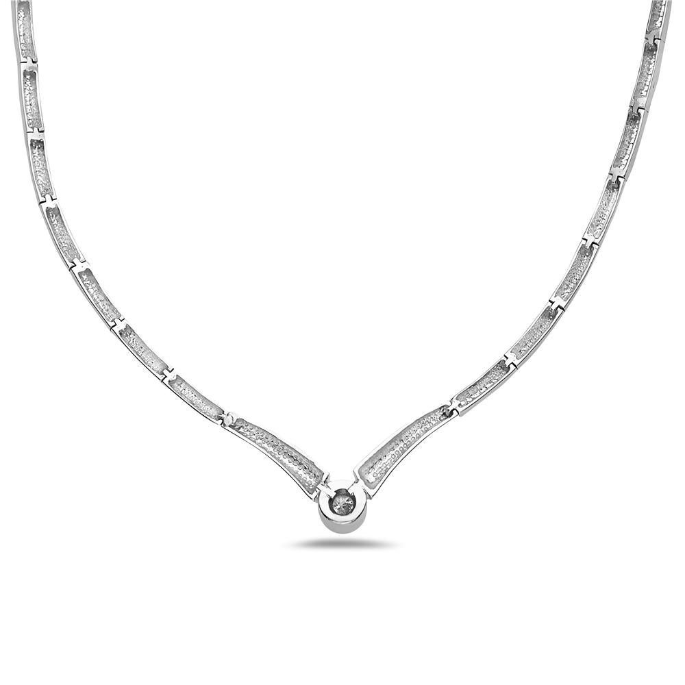 Modern 18 Karat White Gold Diamond Necklace