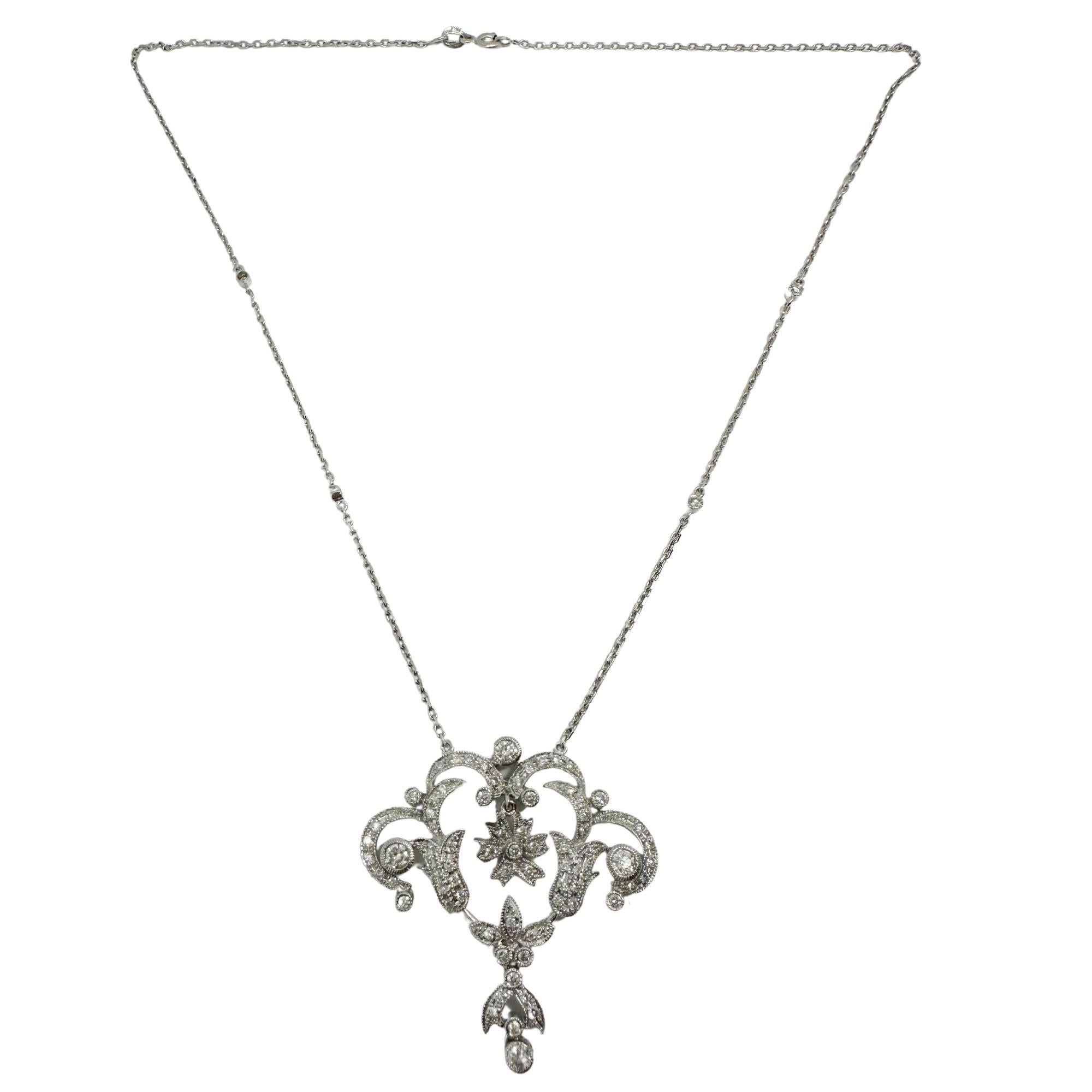 Collana di diamanti in oro bianco 18K In condizioni buone in vendita a New York, NY