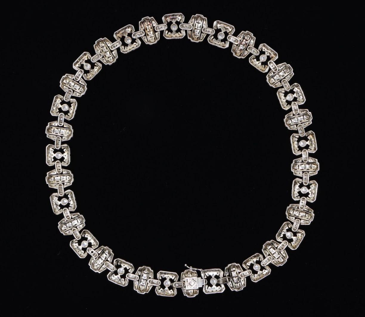 Women's or Men's 18K White Gold Diamond Necklace For Sale