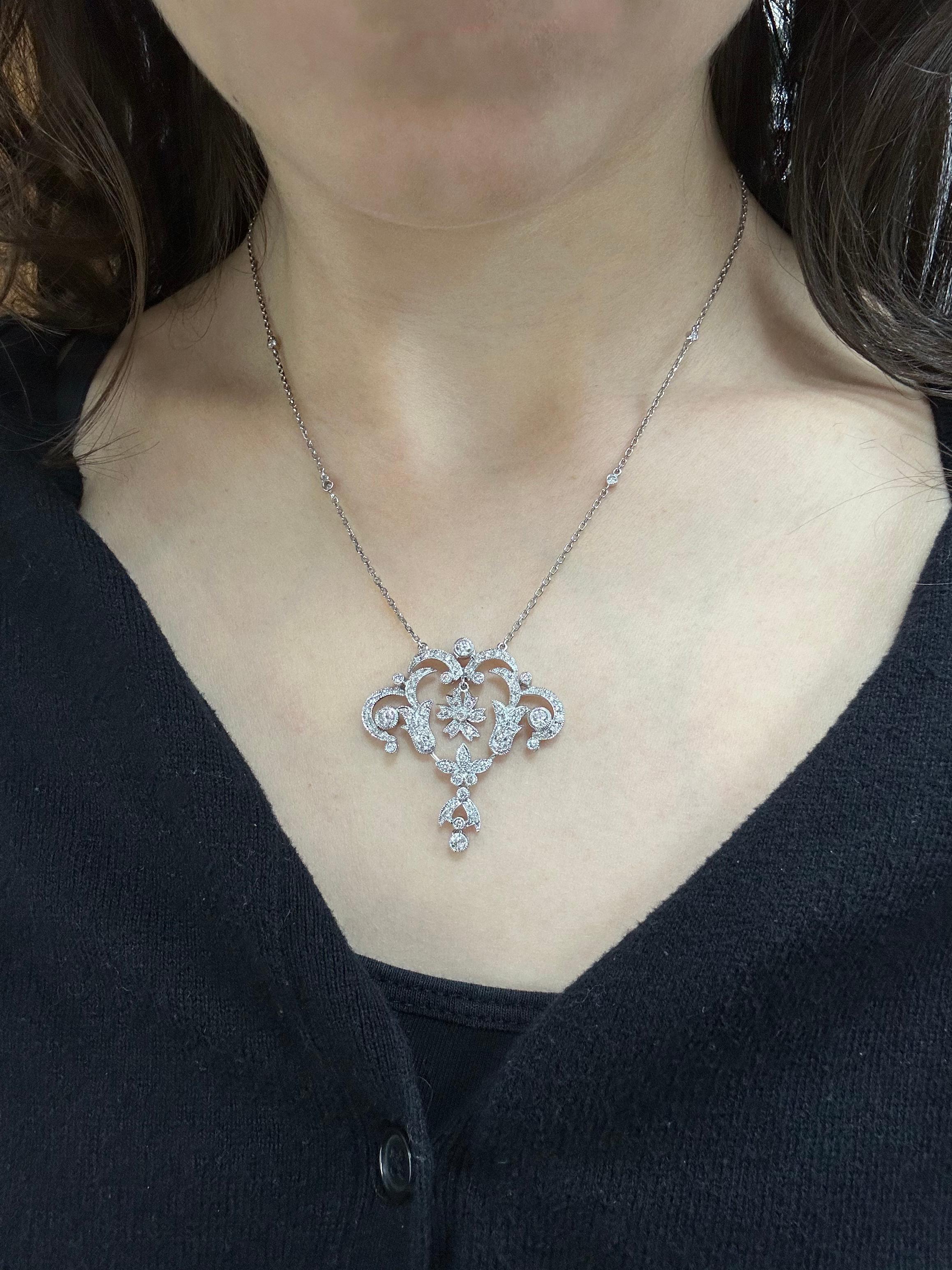 Donna Collana di diamanti in oro bianco 18K in vendita
