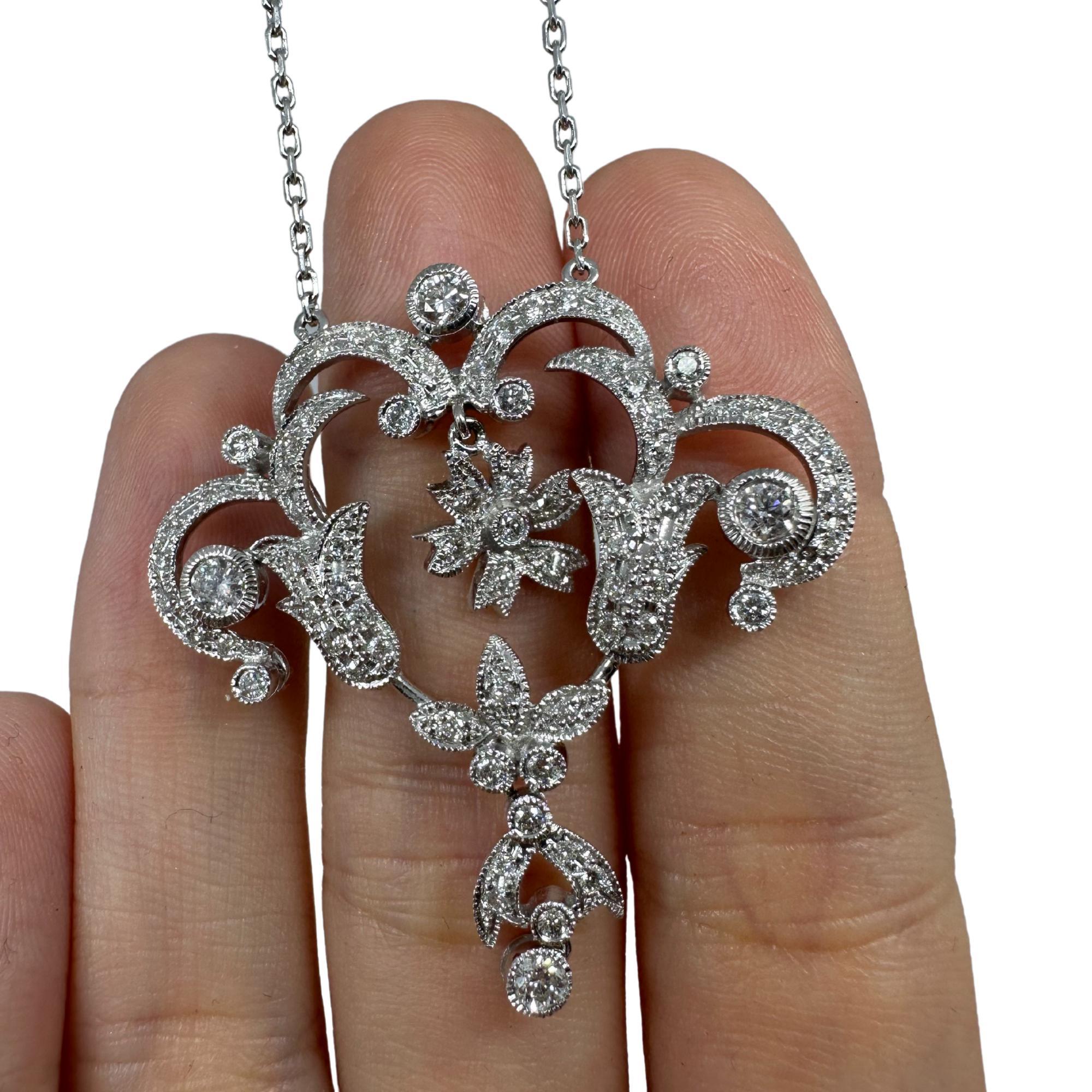 Collana di diamanti in oro bianco 18K in vendita 1