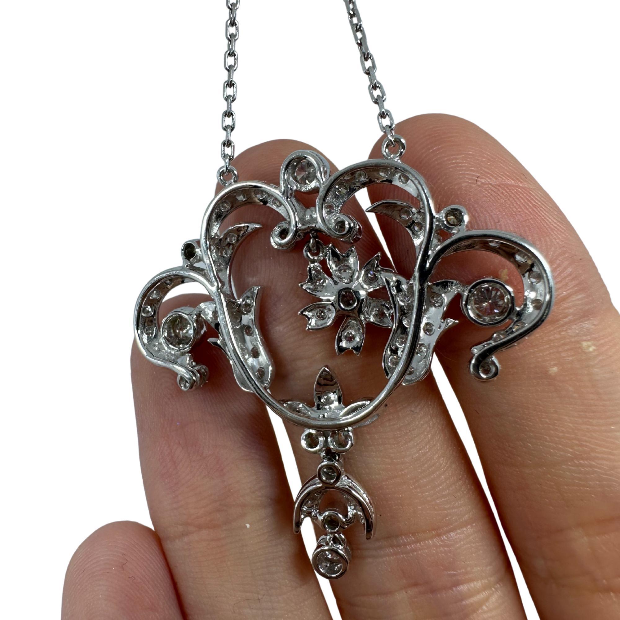 Collana di diamanti in oro bianco 18K in vendita 2