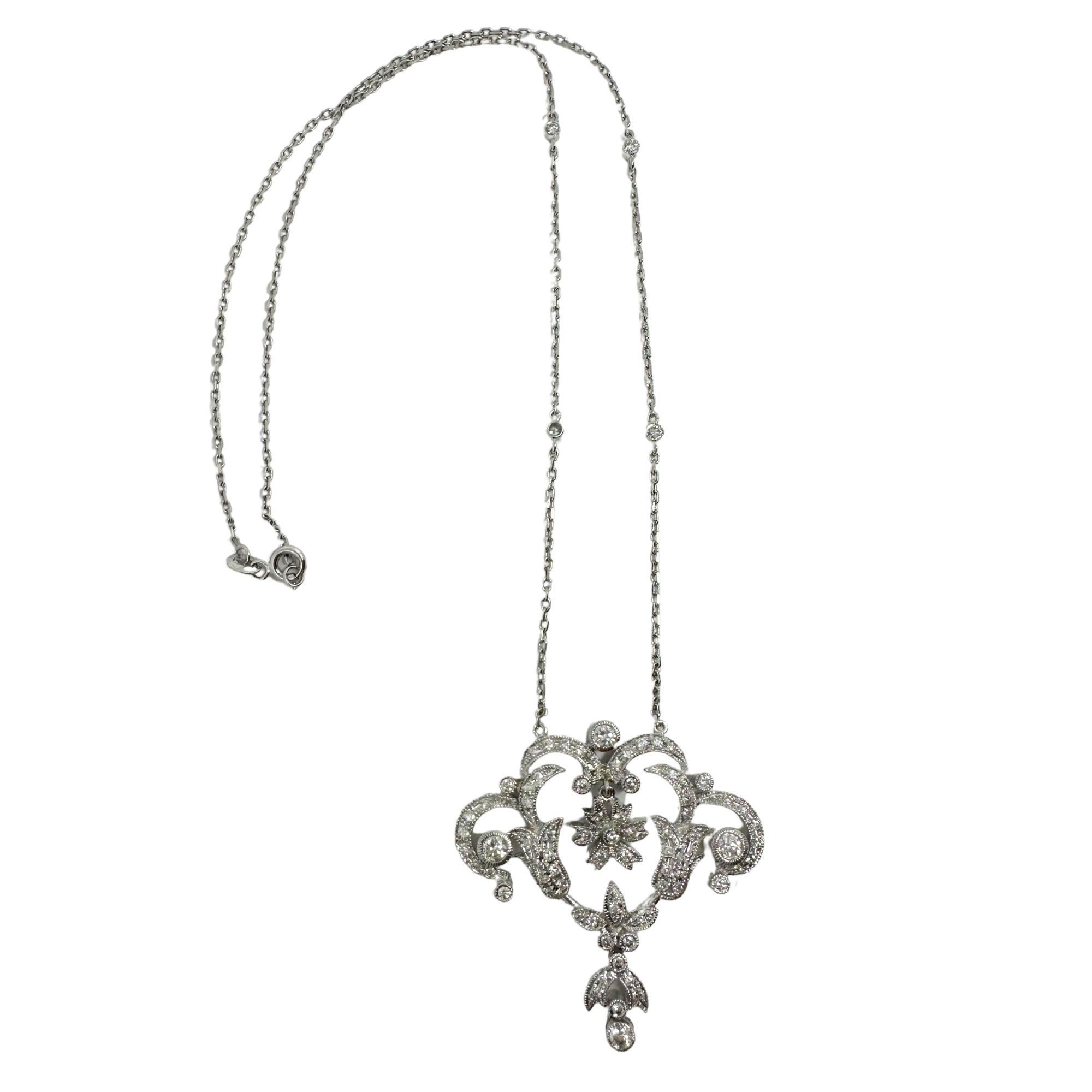 Collana di diamanti in oro bianco 18K in vendita 4