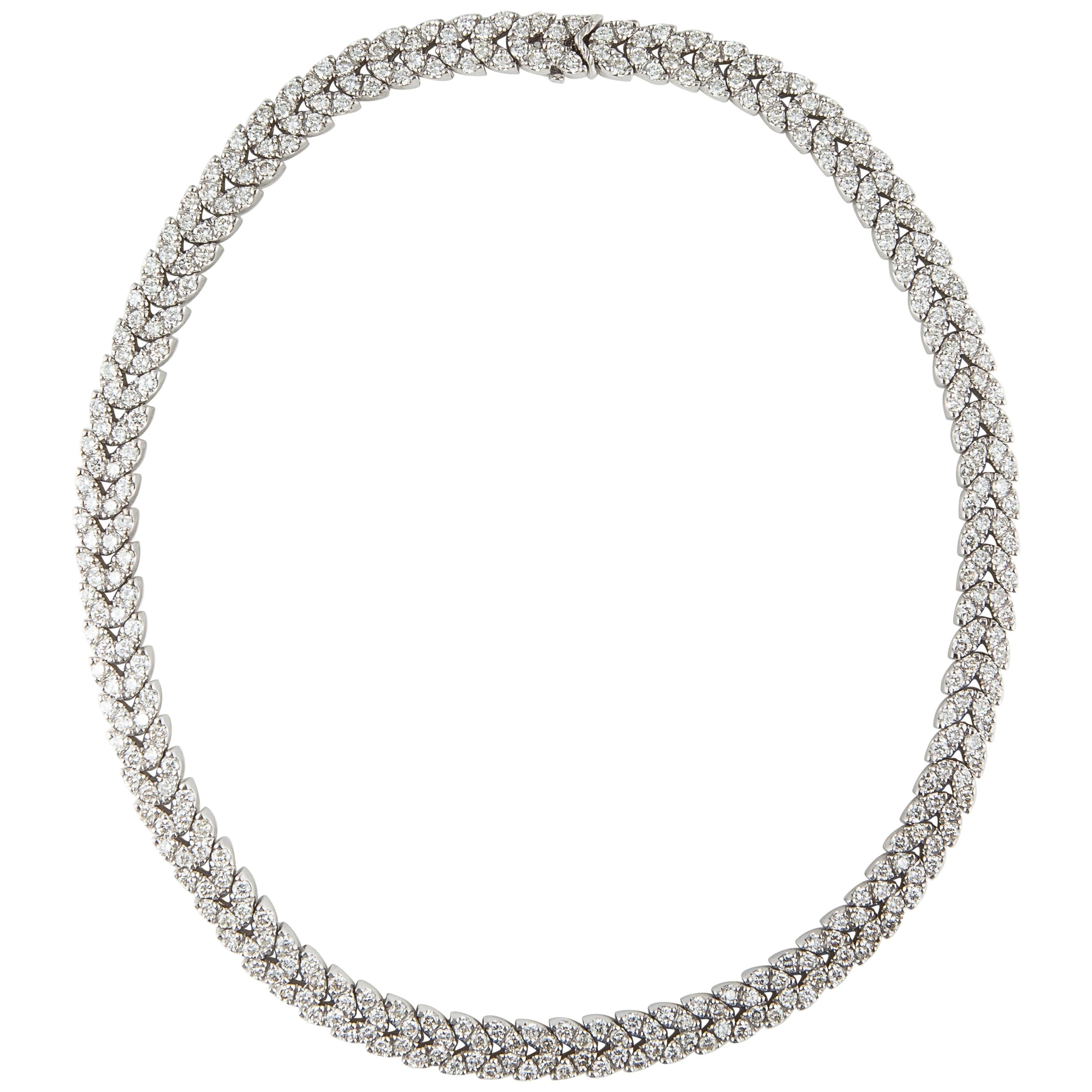 18K White Gold Garland Style Diamond Necklace For Sale