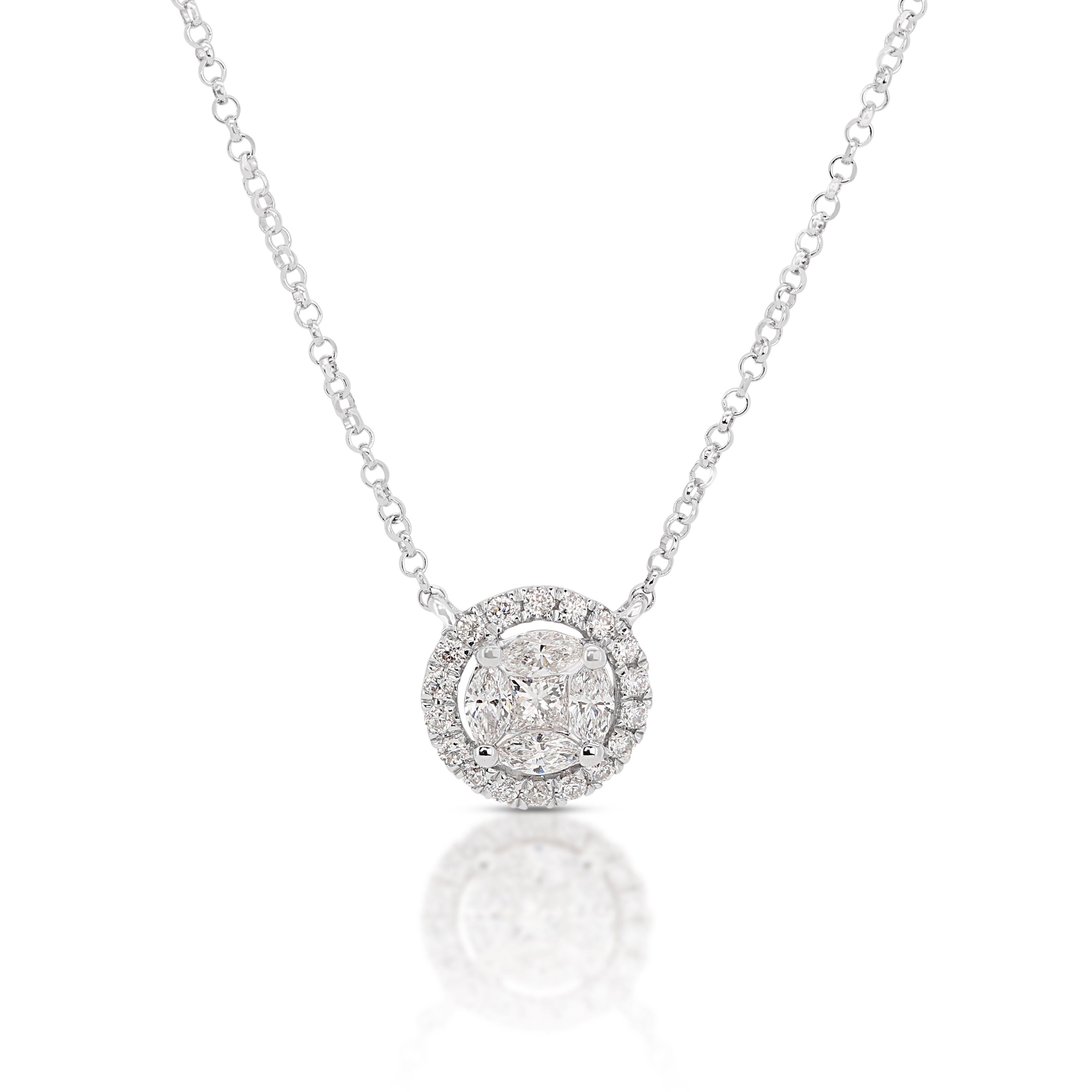 Round Cut 18K White Gold Diamond Necklace with 0.24 total carat weight