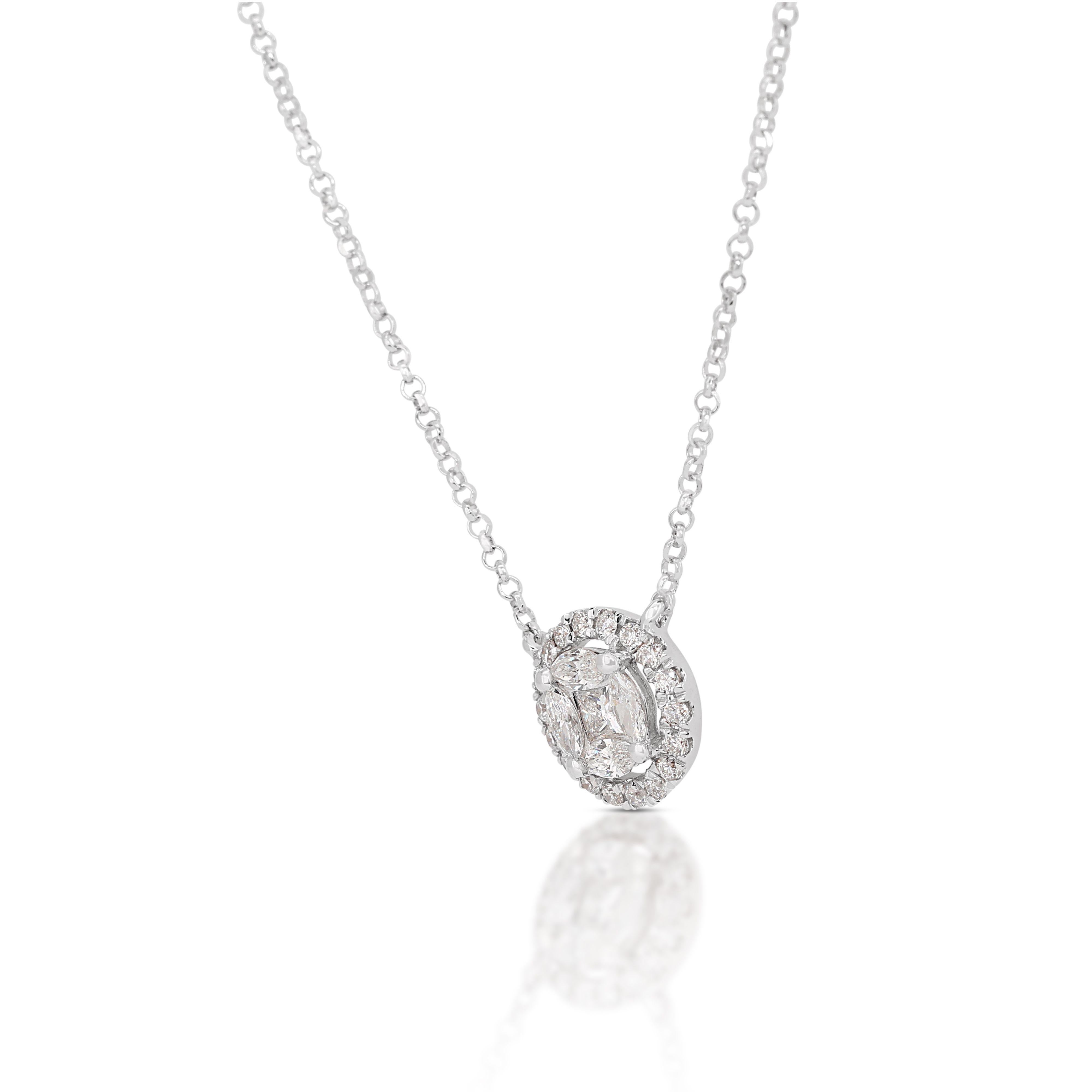 18K White Gold Diamond Necklace with 0.24 total carat weight In New Condition In רמת גן, IL