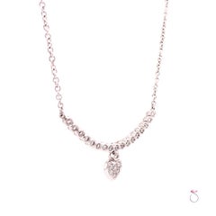 Collana in oro bianco 18 carati e diamanti con motivo a cuore su catena
