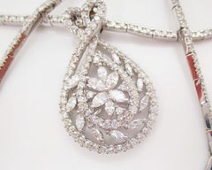 18 Karat Gold Diamond Necklace with Removable 18 Karat Diamond Teardrop Pendant