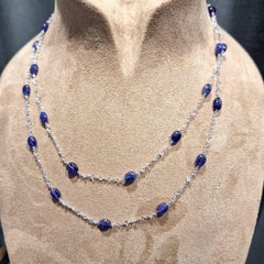 18K White Gold Diamond Necklace with Tanzanite