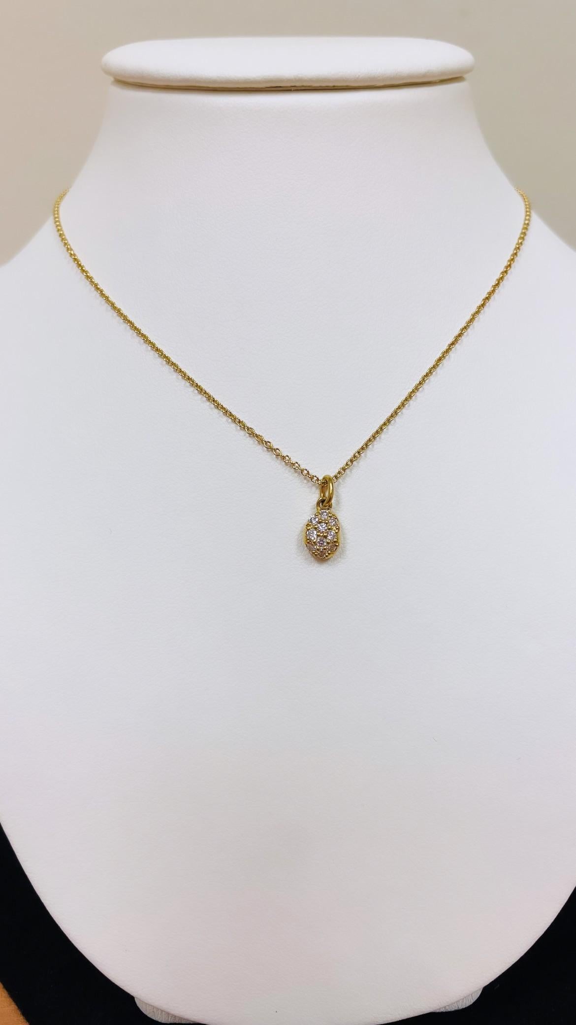 Collana con pepita di diamante in oro bianco 18 carati dal design classico In condizioni Nuovo in vendita a Teterboro, NJ