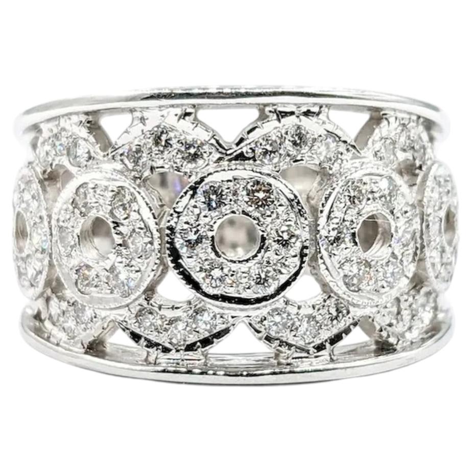 18K White Gold Diamond Openwork Band Ring