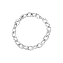 18k White Gold & Diamond Oval Link Bracelet