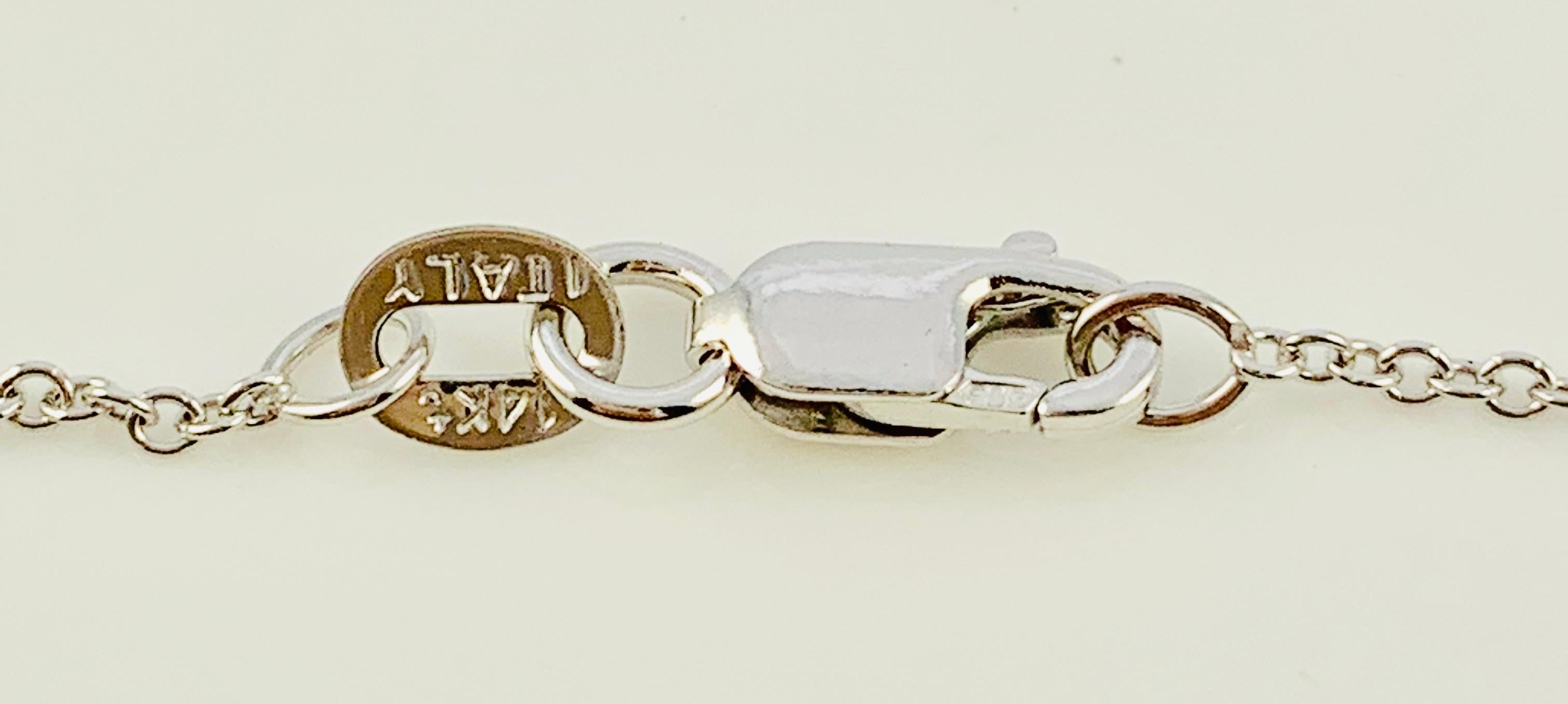 18K white Gold, Diamond & Paraiba Tourmaline Pendant on 18 inch white gold chain 4