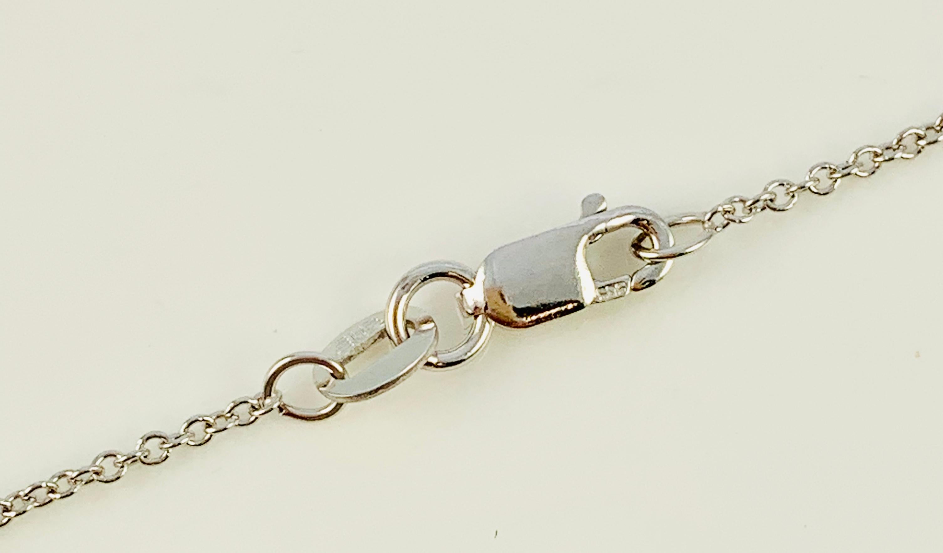 18K White Gold, Diamond & Paraiba Tourmaline Pendant on White Gold Chain 2
