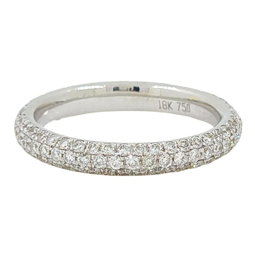 18K White Gold Diamond Pavé Band Ring – 1.08 Carats For Sale