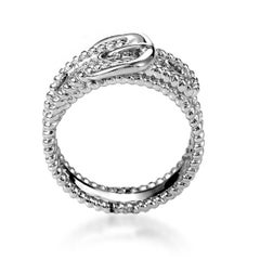 18 Karat White Gold Diamond Pave Belt Buckle Band Ring