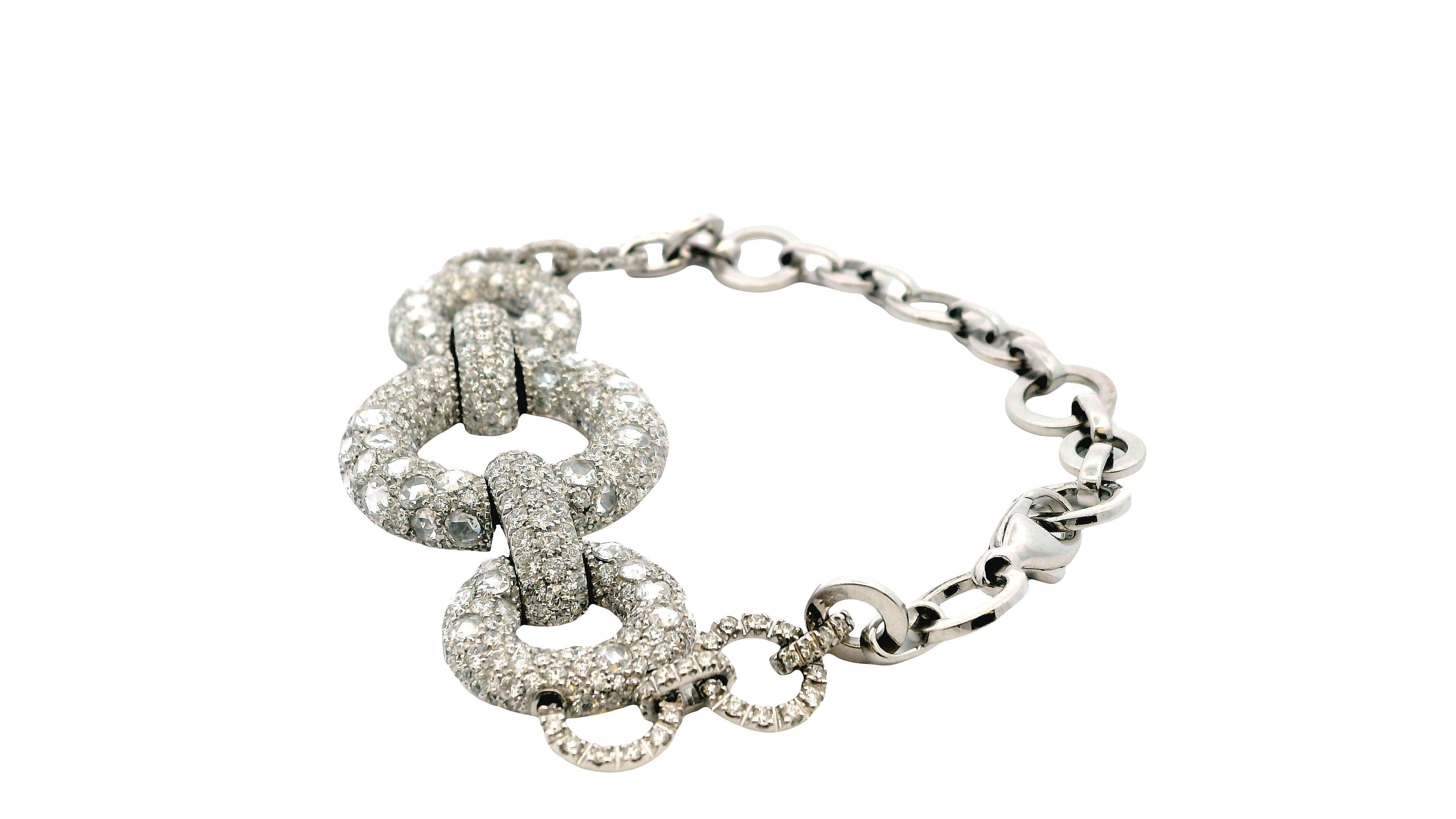 18K Weißgold Diamant Pave Kreis Armband im Angebot 6