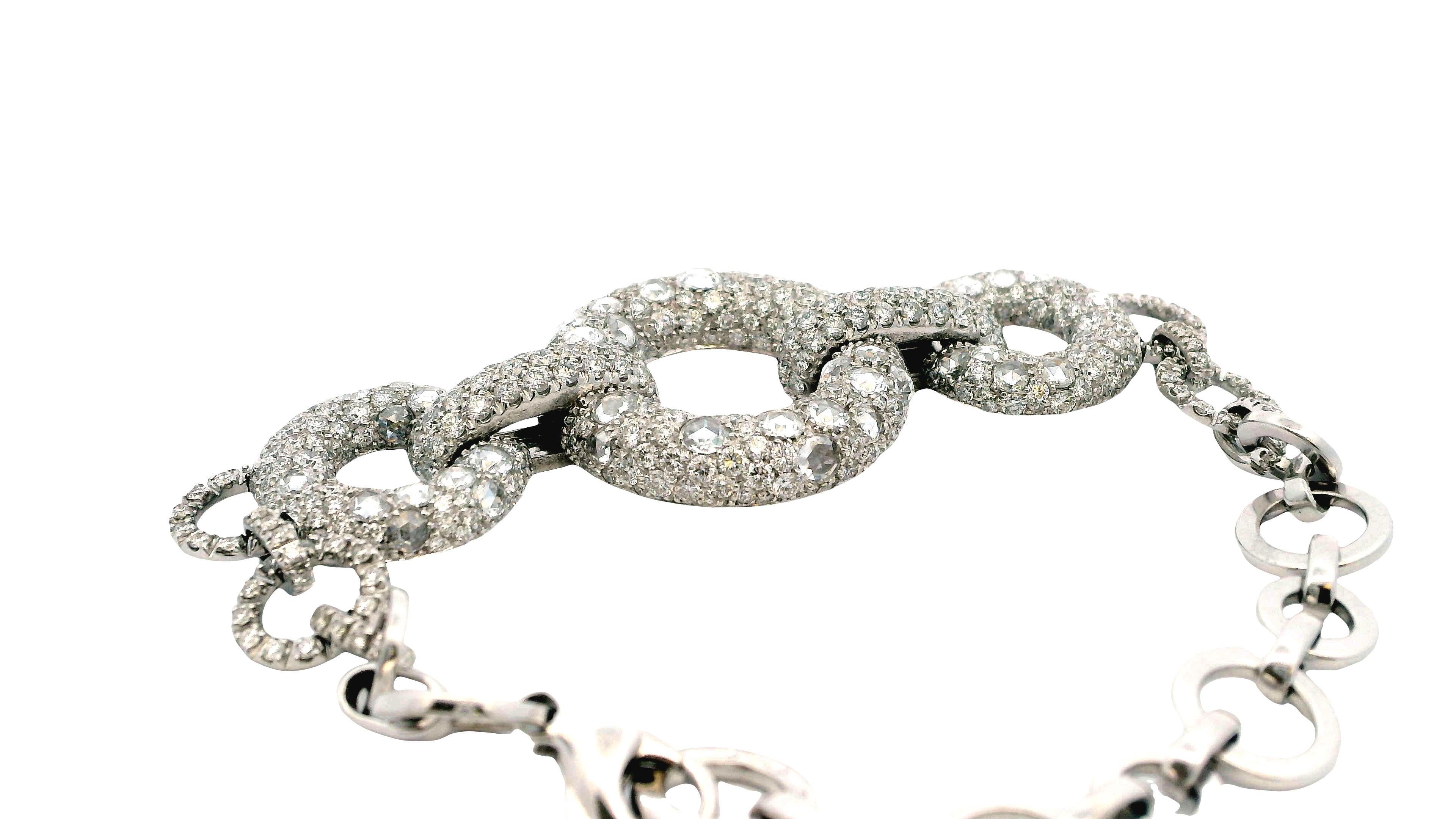 18K Weißgold Diamant Pave Kreis Armband im Angebot 2