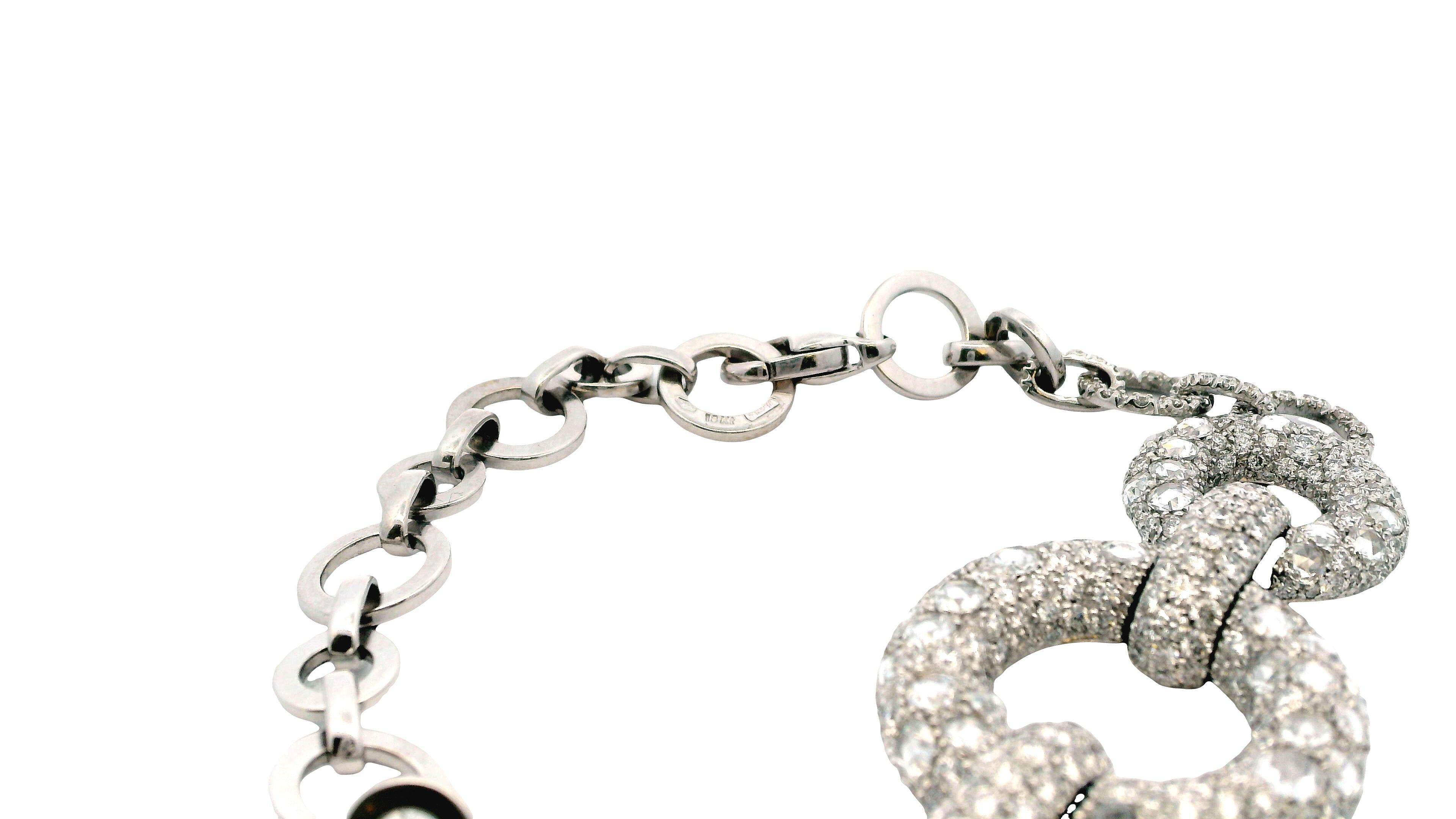 18K Weißgold Diamant Pave Kreis Armband im Angebot 3