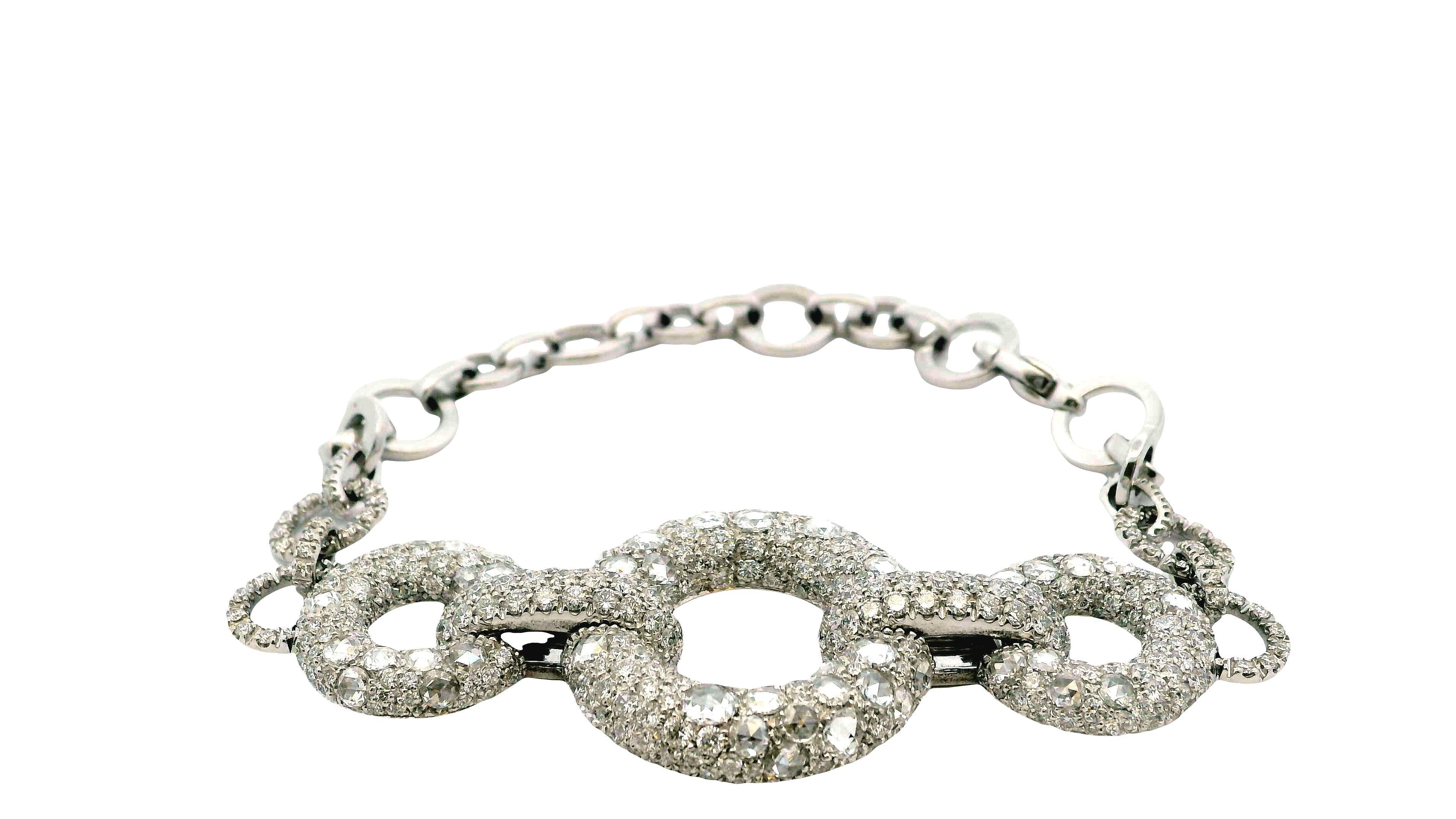 18K Weißgold Diamant Pave Kreis Armband im Angebot 5