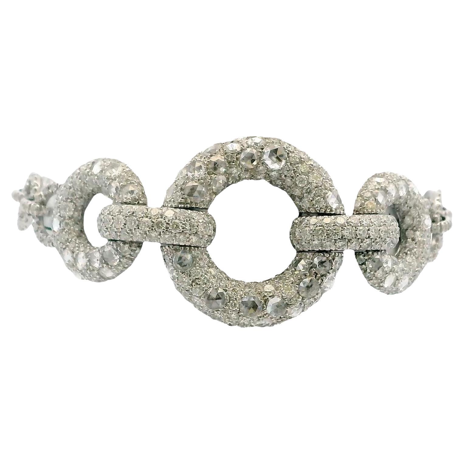 18K Weißgold Diamant Pave Kreis Armband im Angebot
