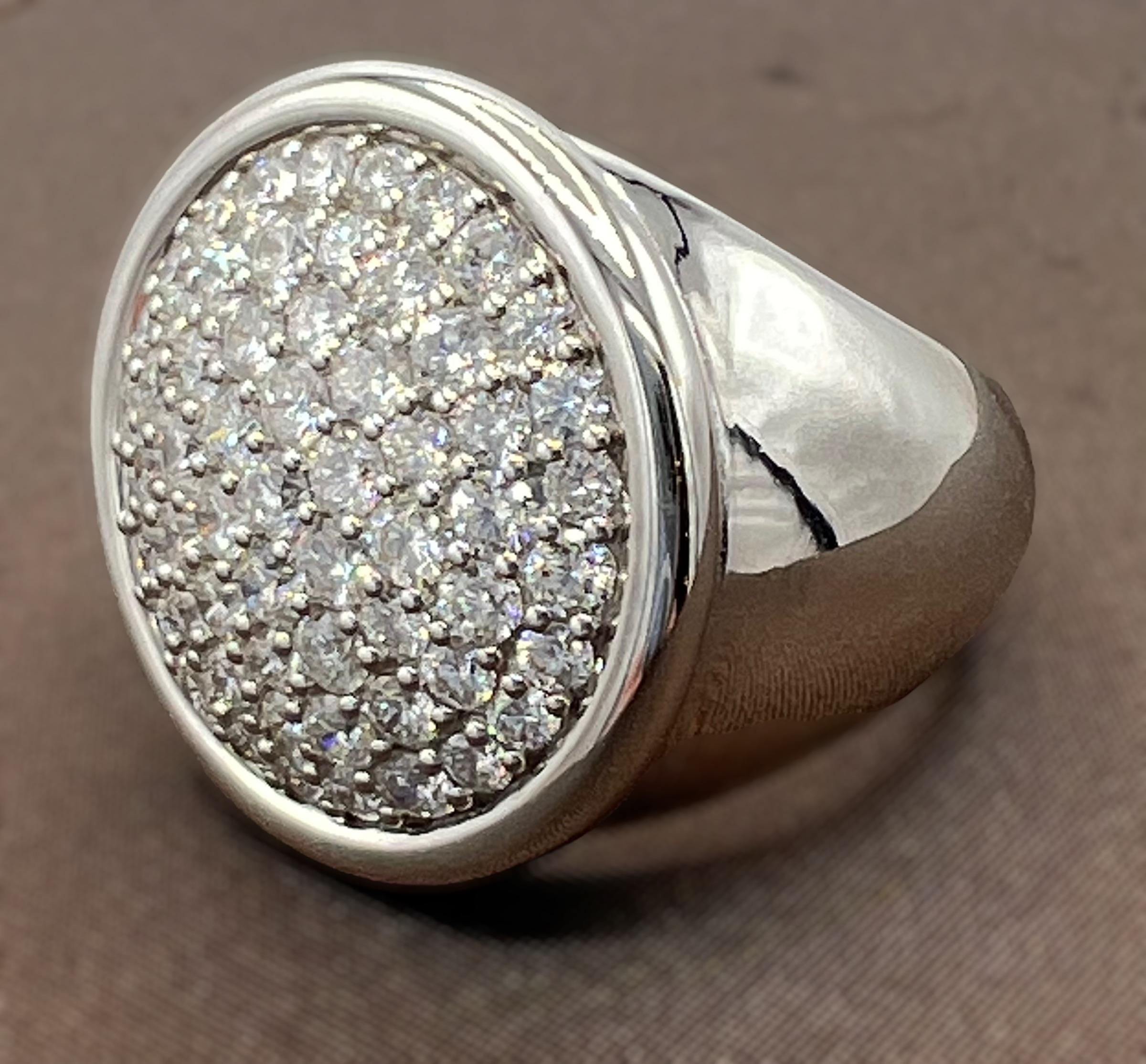 Women's 18k White Gold Diamond Pave Cocktail Ring