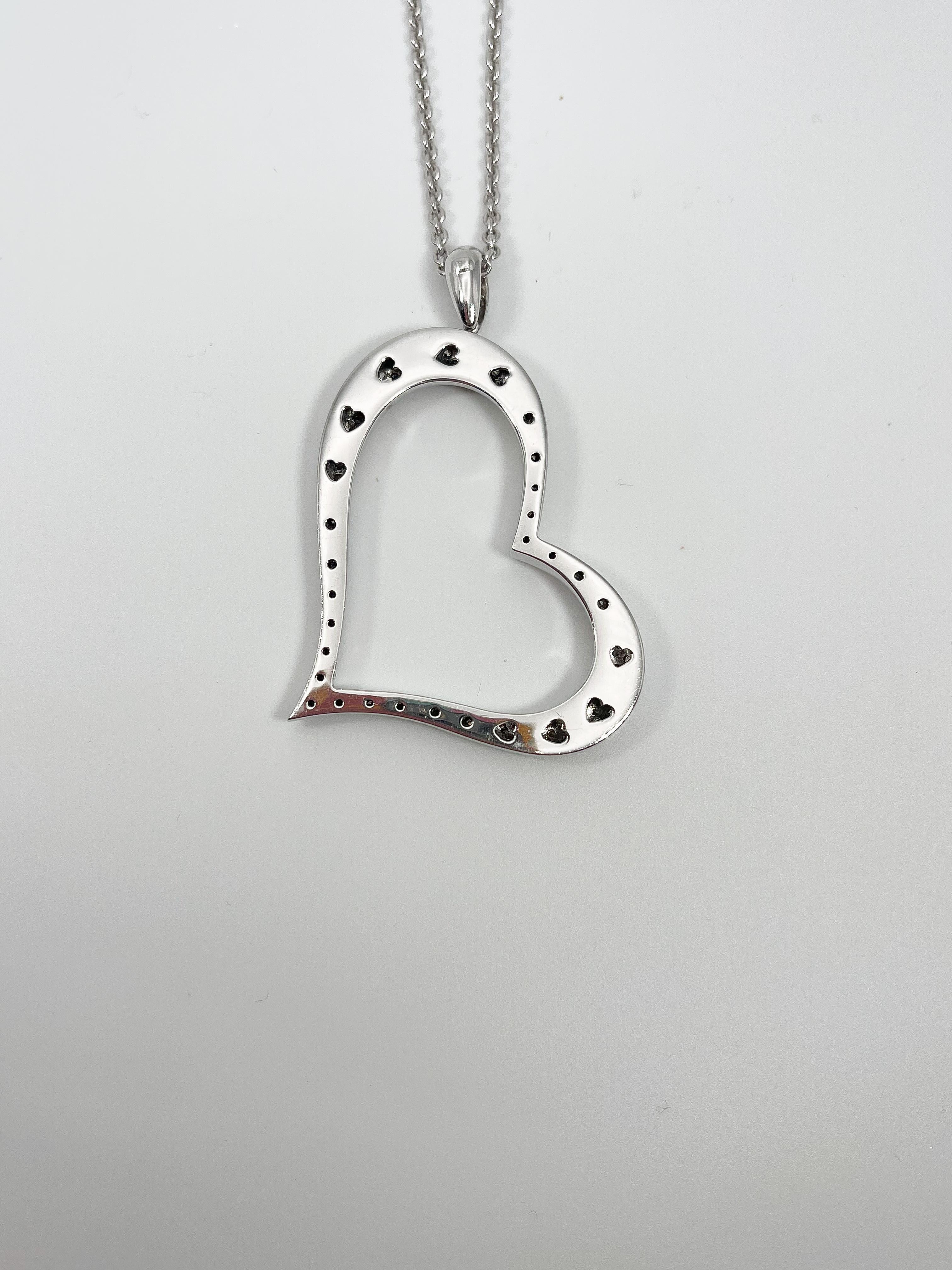 18K White Gold Diamond Pave' Contemporary Heart Necklace 2.36 CTW  In Excellent Condition For Sale In Stuart, FL