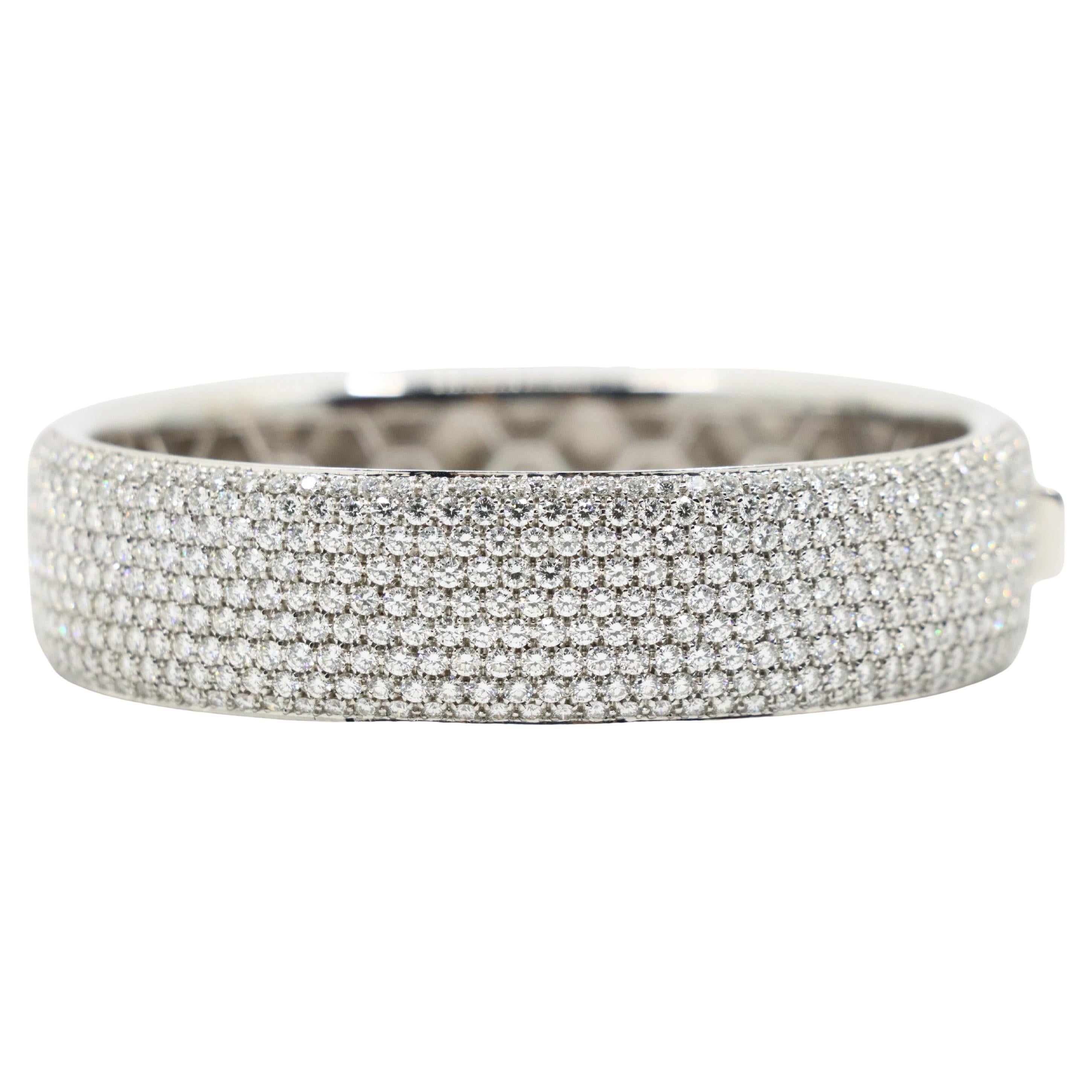 18K White Gold Diamond Pave Cuff Bracelet
