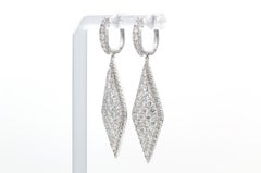 18k White Gold Diamond Pave Dangle Drop Earrings 2.90ctw F-G/VS-SI Kite