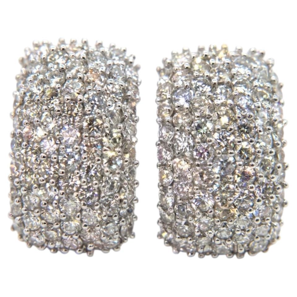 18K White Gold Diamond Pavé Drop Earrings 4.00 TCW Prong Set Statement