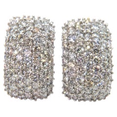 18K White Gold Diamond Pavé Drop Earrings 4.00 TCW Prong Set Statement