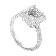 18 Karat White Gold Diamond Pave Engagement Ring Mounting ED-9746W