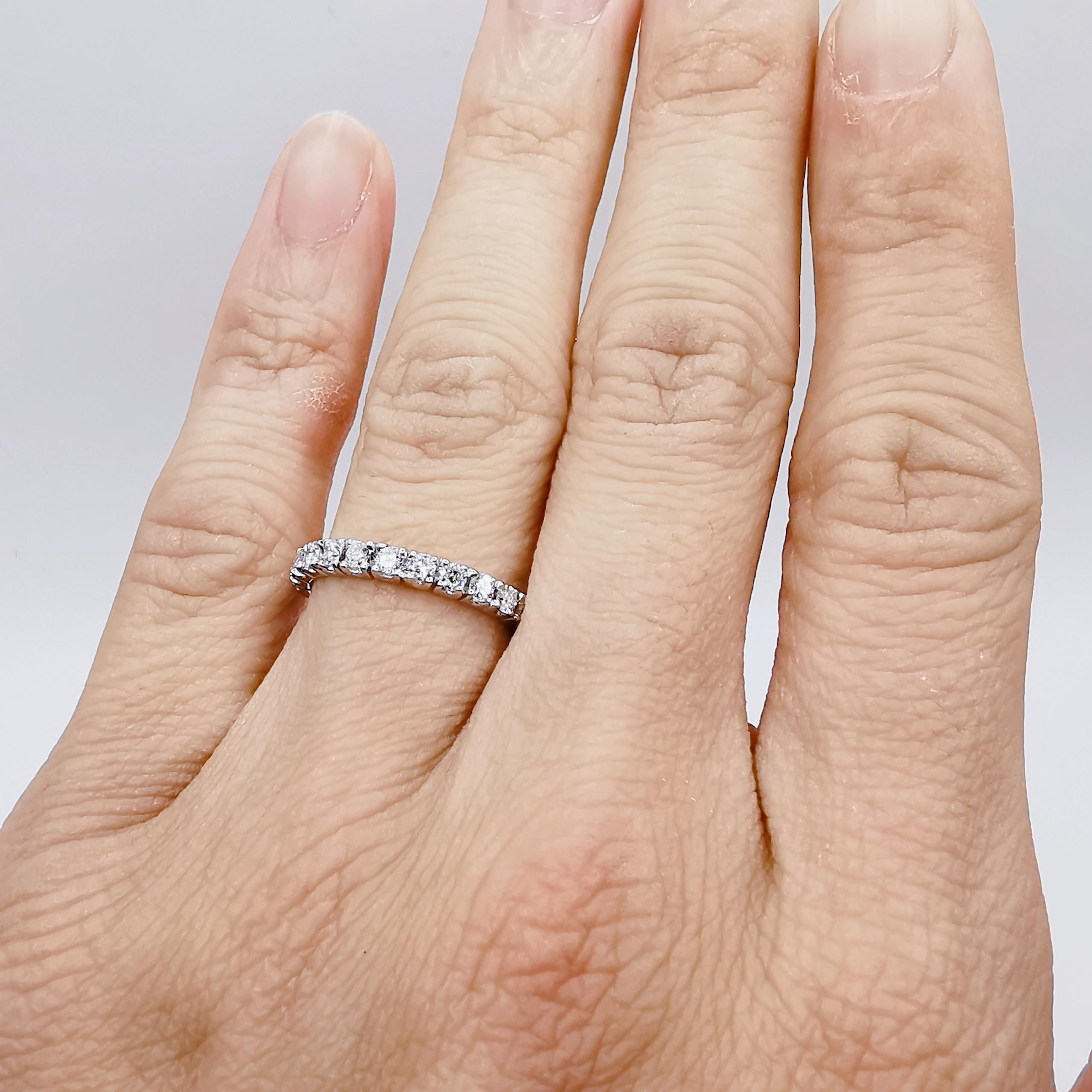 For Sale:  18K White Gold Diamond Pavé Eternity Band Wedding Ring 4